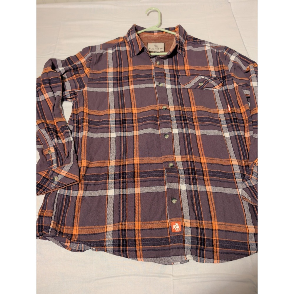 Legendary Whitetails Flannel Shirt Mens Large Plaid Button Up Purple Orange